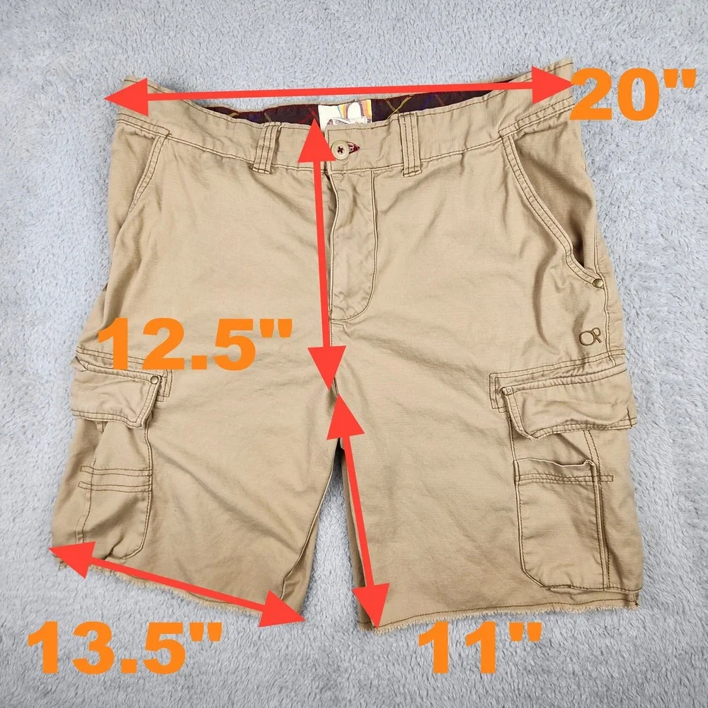 Ocean Pacific OP Mens Tan Cotton Cargo Shorts Raw Hem Size 40 Y2K Surf Skate